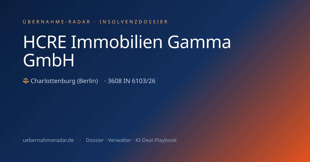 HCRE Immobilien Gamma GmbH — Insolvenzverfahren (3608 IN 6103/26 ...