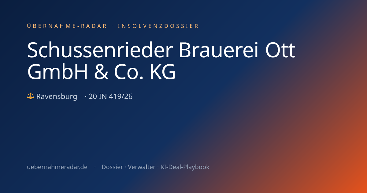 Schussenrieder Brauerei Ott GmbH & Co. KG — Insolvency proceeding (20 ...